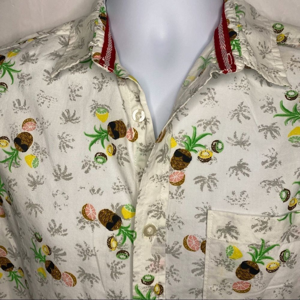 Carbon Pineapple Pattern Button Up Shirt Size S - image 3
